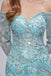 Elegant Special Pabric Off Shoulder Long Sleeve Side Slit Mermaid Long Prom Dresses,SFPD0304