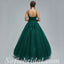 Elegant Sequin Top Tulle Bottom Lace Up Back A-Line Long Prom Dresses,SFPD0346