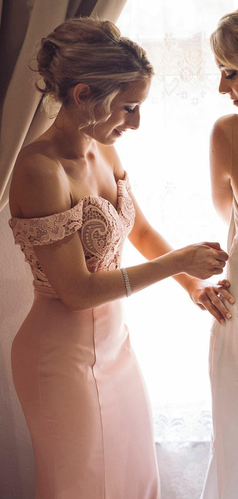 Simple Mermaid Off-shoulder Floor-length Cheap Bridesmaid Dresses,SFWG00366