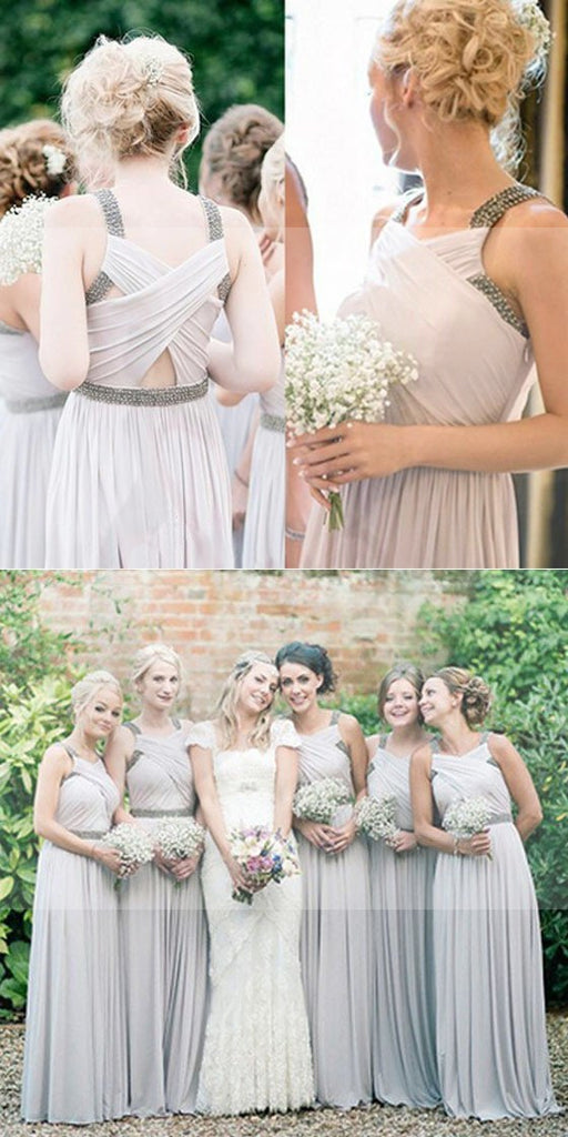 Junior Unique New Arrival Impressive Cheap Formal A Line Pleating Floor-Length Dresses For Maid Of Honor, WG101