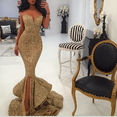 Spaghetti Sequin Long Mermaid Front Slit Sparkle Long Prom Dresses, PD0285
