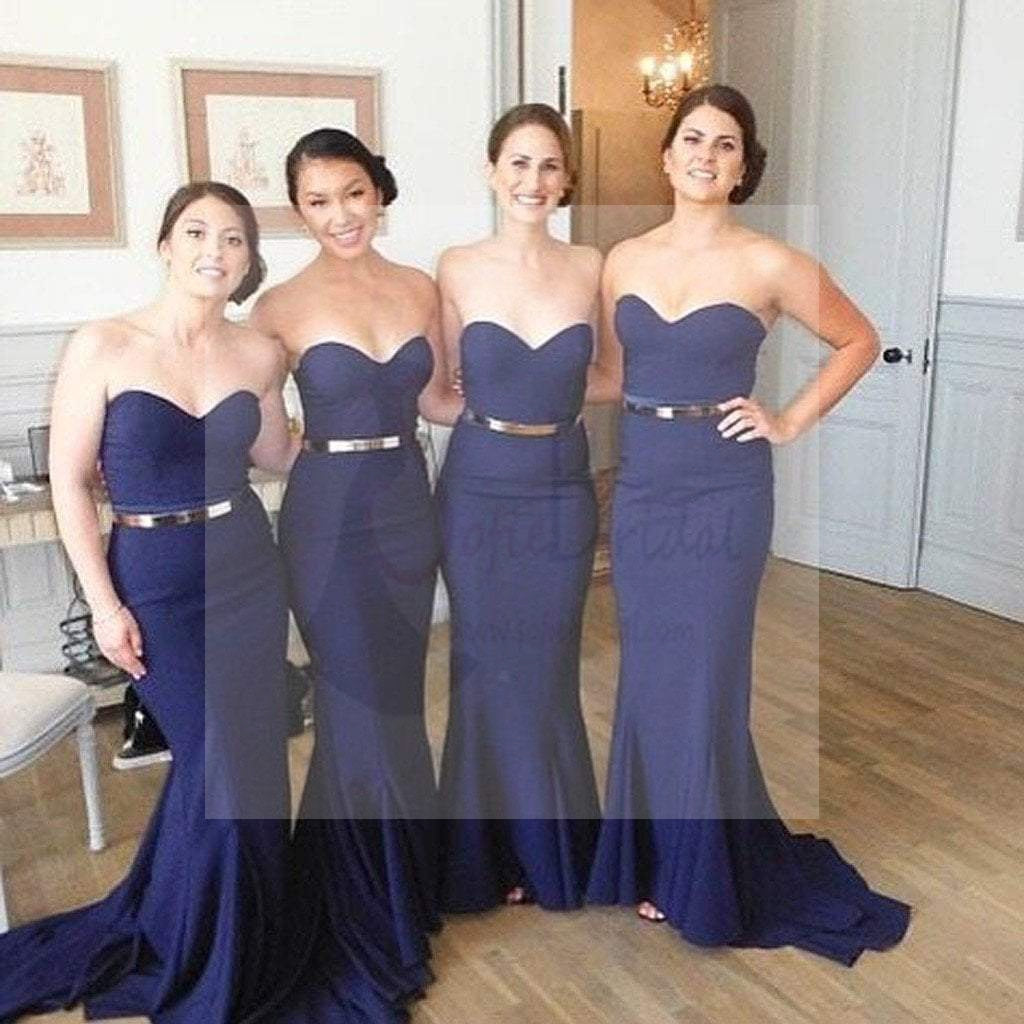 Women Sexy Mermaid Sweet Heart Royal Blue Cheap Long Wedding Party Bridesmaid Dresses, WG106