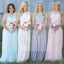 Off Shoulder Small Round Neck Top Lace Different Colors Chiffon Floor-Length Cheap Maxi Bridesmaid Dresses, WG110