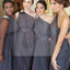 Pleating Chiffon One Shoulder Dark Grey Floor Length Simple Elegant Online Discount Bridesmaid Dresses, WG129
