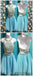 Cheap Halter Two Piece Rhinestone Blue Homecoming Dresses 2018, CM498