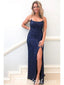 Sexy Charming Sequin Halter Criss Cross Side Slit Sheath Long Prom Dresses,SFPD0263
