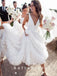New Arrival A-Line V-Neck Sleeveless White Long Wedding Dresses,SFWD0014