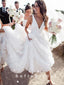 New Arrival A-Line V-Neck Sleeveless White Long Wedding Dresses,SFWD0014