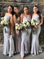 Mermaid Strapless Grey Cheap Sweep Train Bridesmaid Dresses,SFWG0015