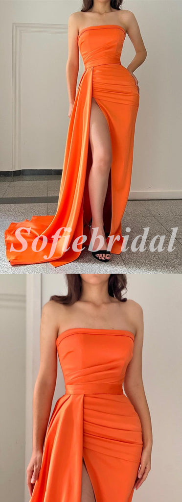 Simple Sexy Sweetheart Sleeveless Side Slit Mermaid Long Prom Dresses,SFPD0706