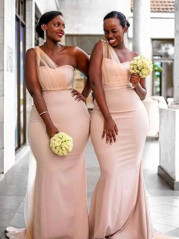 Simple Mermaid One-shoulder Long Bridesmaid Dresses Online,SFWG00379