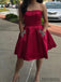 Simple Strapless Cute Cheap Beaded Red Homecoming Dresses, CM450