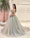 Newest Off-shoulder Tulle A-line Long Prom Dresses Online,SFPD0116