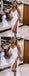 Sexy Charming White Sequin Spaghetti Straps V-Neck Sleeveless Side Slit Mermaid Long Prom Dresses With Feather,SFPD0533