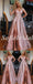 Sexy Sequin Tulle Spaghetti Straps V-Neck Sleeveless Side slit A-Line Long Prom Dresses,PD0789