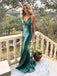 Sexy V-neck Mermaid Soft Satin Simple Long Prom Dresses,SFPD0138