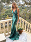 Sexy V-neck Mermaid Soft Satin Simple Long Prom Dresses,SFPD0138