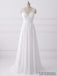 V Neck Lace Straps Simple Custom Cheap Beach Wedding Dresses, WD317