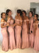 Simple Mermaid Off-shoulder Floor-length Cheap Bridesmaid Dresses,SFWG00366