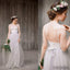 Spaghetti Lace Top Light Grey A-line Simple Design Wedding Dresses, Beach Wedding Dresses, WD0224