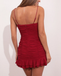 Red Chiffon Sweetheart Spaghetti Straps A Line Short Mini Homecoming Dresses,HD0215