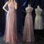 One Shoulder Mismatched Sequin Tulle Long A-line Bridesmaid Dresses, PD0278