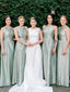 Simple Scoop Neck Satin Cheap Bridesmaid Dresses,SFWG0031