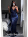 Sexy Sequin Spaghetti Straps V-Neck Backless Mermaid Long Prom Dresses,PD0758