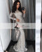 Long Sleeve Silver Sequin Mermaid Long Sleeve Prom Dresses, Sparkle Prom Dresses, PD0459
