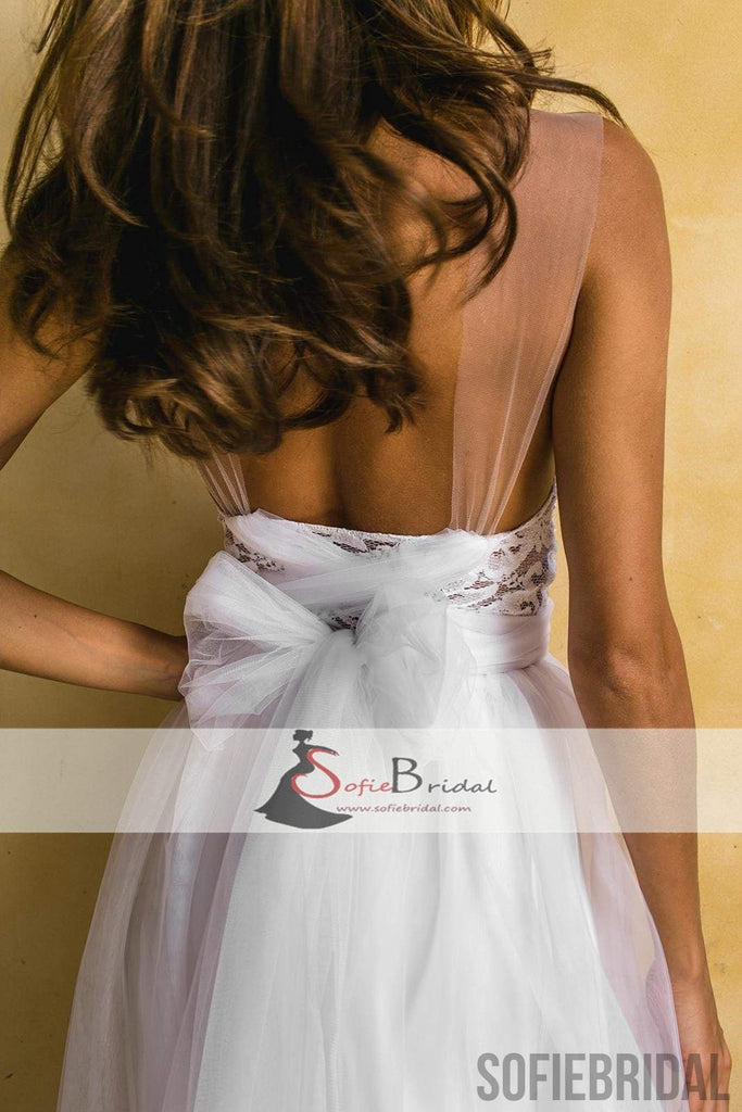 Simple Design Lace Tulle A-line Wedding Dresses, Cheap Wedding Dresses, Bridal Gown, WD0249