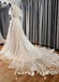 A-Line V-Neck Short Sleeves Tulle Long Wedding Dresses With Lace,SFWD0020