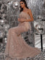 Elegant One-shoulder Mermaid Sequin Sparkly Long Prom Dresses,SFPD0137
