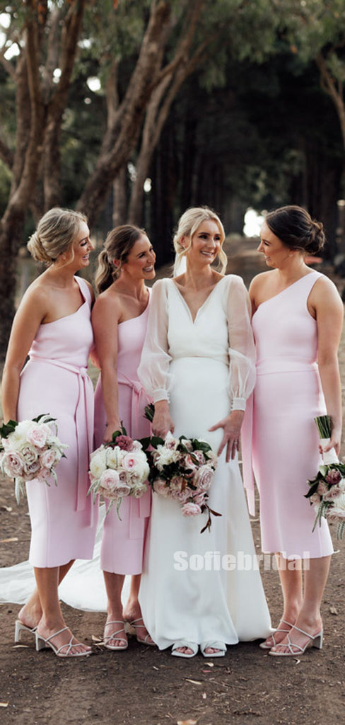 Newest One-shoulder Knee Length Bridesmaid Dresses Online,SFWG00386