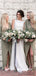 A-line Floor-length V-neck Long Sleeves Chiffon Bridesmaid Dresses, BD1022