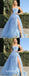 Elegant Tulle Spaghetti Straps A-Line Side Slit Long Prom Dresses With Applique,SFPD0331