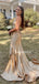 New V-neck Mermaid Soft Satin Open Back Simple Prom Dresses,SFPD0173