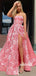 Simple Straight A-line Satin SIde Slit Long Prom Dresses Online,SFPD0103