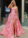 Simple Straight A-line Satin SIde Slit Long Prom Dresses Online,SFPD0103