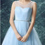 Light Blue Illusion Tulle Cute homecoming prom dresses, CM0017