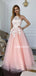Lovely Halter A-line Lace Tulle Simple Prom Dresses,SFPD0177