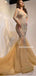 Sexy V-neck Mermaid Long Sleeve Tulle Long Prom Dresses,SFPD0123