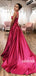 A-line Spaghetti Straps Satin Long Prom Dresses Online,SFPD0108