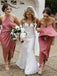 Mismatched Elastic Satin Bridesmaid Dresses, Sheath Bridesmaid Dresses, Long Bridesmaid Dresses, PD0701