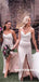 Mermaid Spaghetti Straps Sequins Long Bridesmaid Dresses With Split, BD1087