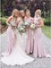 Mermaid Round Neck Ruffle Sleeves Simple Bridesmaid Dress, BD1007