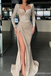 Sparkle Long sleeves Sweetheart Sequin Mermaid High split Prom Dresses,SFPD0200