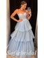 Sexy Tulle Sweetheart V-Neck A-Line Long Prom Dresses, PD0846