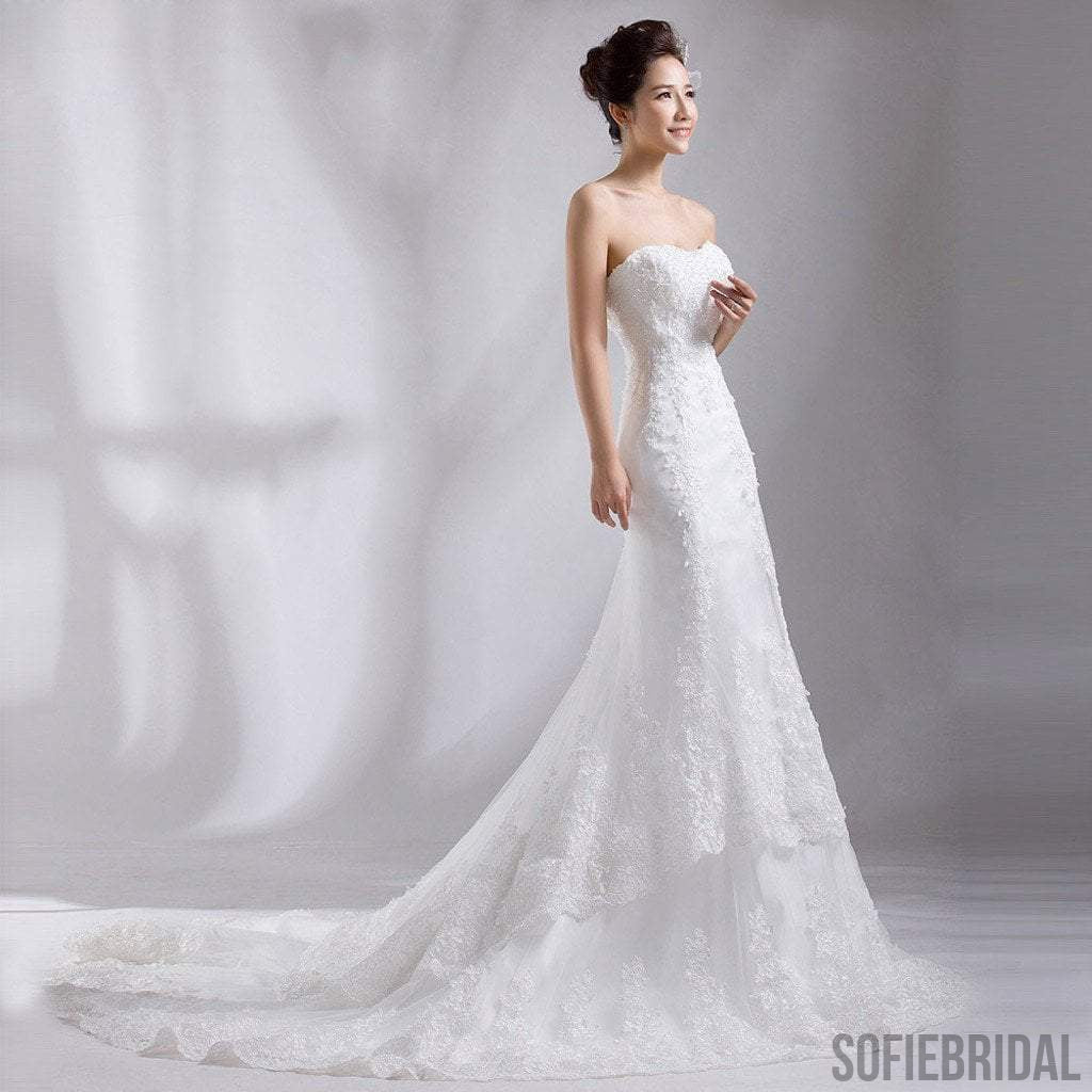 Sweetheart Long Sheath Luxury Lace Wedding Dresses, Bridal Gown, WD0188