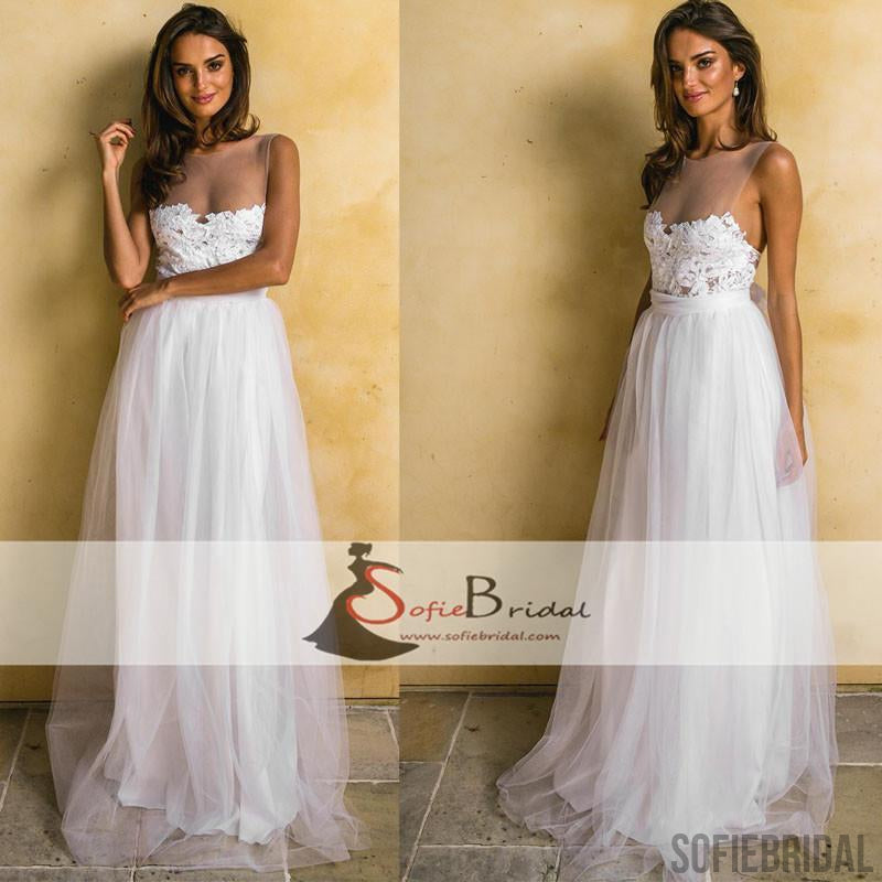Simple Design Lace Tulle A-line Wedding Dresses, Cheap Wedding Dresses, Bridal Gown, WD0249