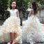 V-neck Hi-low Ivory Flower Girl Dresses, Cute Cheap Tutu Dresses, FG014